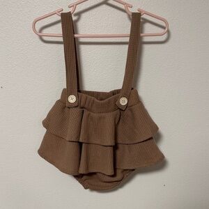 Brown Ruffled Baby Suspender Bloomers